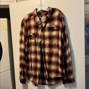 George Men's Casual Plaid Shirt - Red and Brown